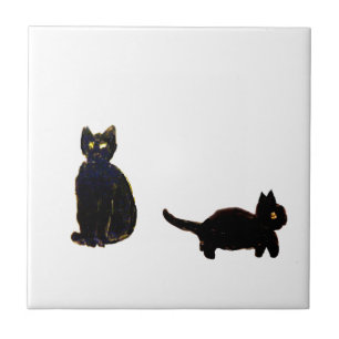 Cute Black Cats Art Tile