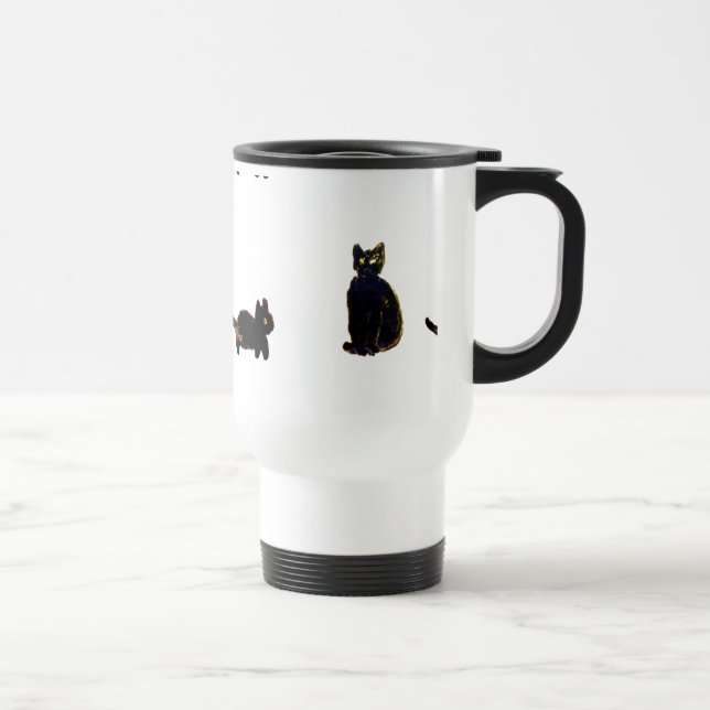 Cute Black Cats Art Travel Mug (Right)