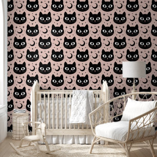Cute Black Cats & Celestial Halloween Wallpaper