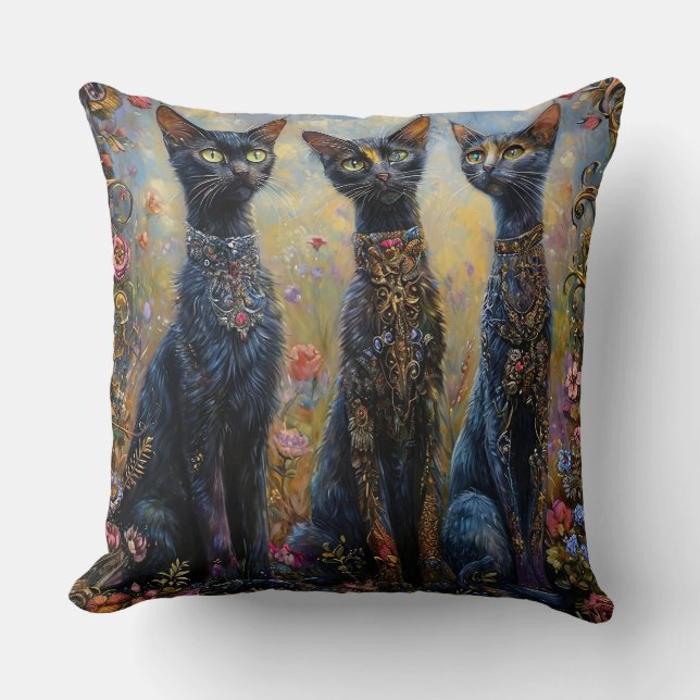 Cute black cats cushion (Front)