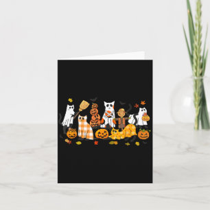 Cute Black Cats Ghost Halloween Pumpkin Cat Lover Card