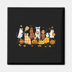 Cute Black Cats Ghost Halloween Pumpkin Cat Lover Magnet