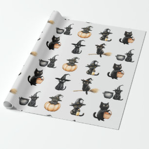 Cute Black Cats Halloween Wrapping Paper
