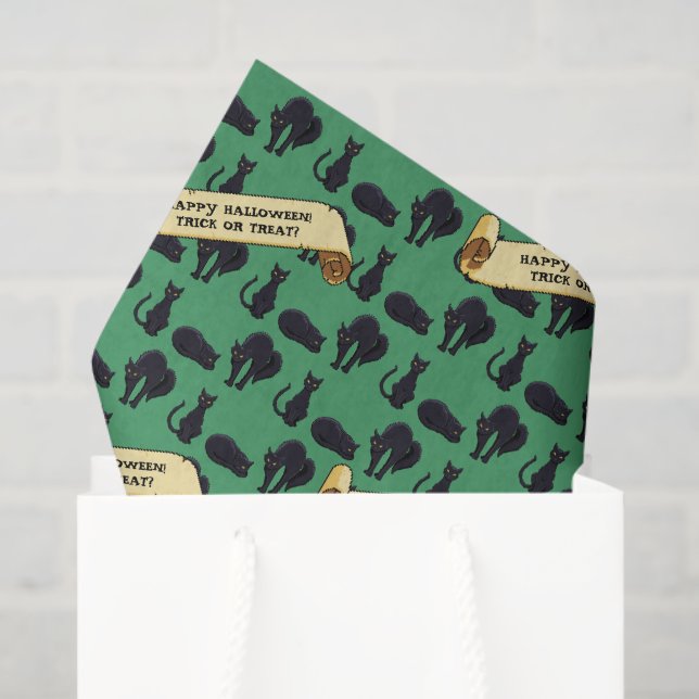 Cute Black Cats Happy Halloween! Trick Or Treat? Tissue Paper (Gift Bag)