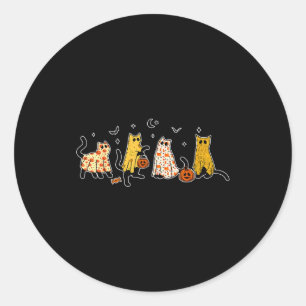 Cute Black Cats In Ghost Costume Women And Men Hal Classic Round Sticker
