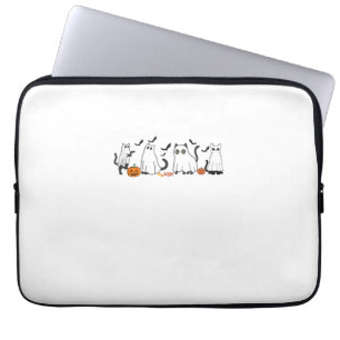Cute Black Cats in Ghost Costume Women and Men Hal Laptop Sleeve