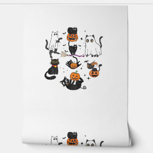 Cute Black Cats in Ghost Costume Women and Men Hal Wallpaper