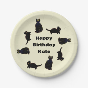 Cute Black Cats Kitty Custom Paper Plate