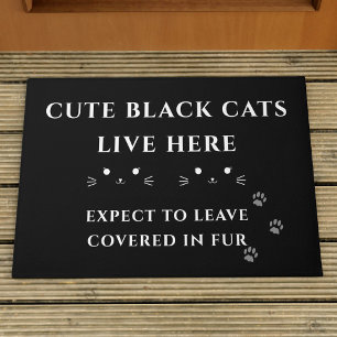 Cute Black Cats Live Here Welcome Doormat