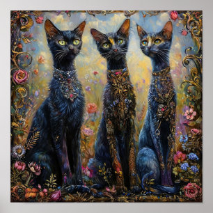 Cute black cats poster