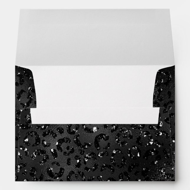 Cute Black Cheetah Leopard Skin Print Animal Envelope (Back (Bottom))