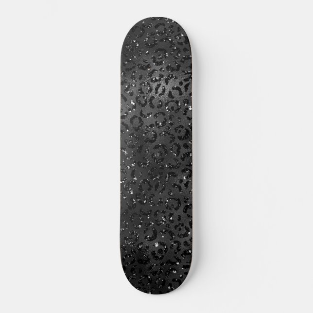 Cute Black Cheetah Leopard Skin Print Animal Skateboard (Front)