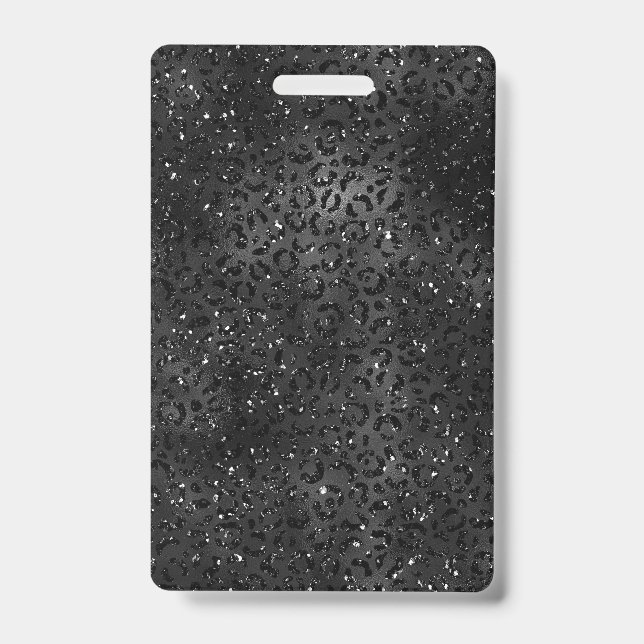 Cute Black Cheetah Leopard Skin Print Pattern ID Badge (Front)