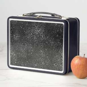 Cute Black Cheetah Leopard Skin Print Pattern Metal Lunch Box