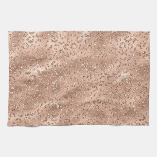 Cute Black Cheetah Leopard Skin Print Pattern Tea Towel