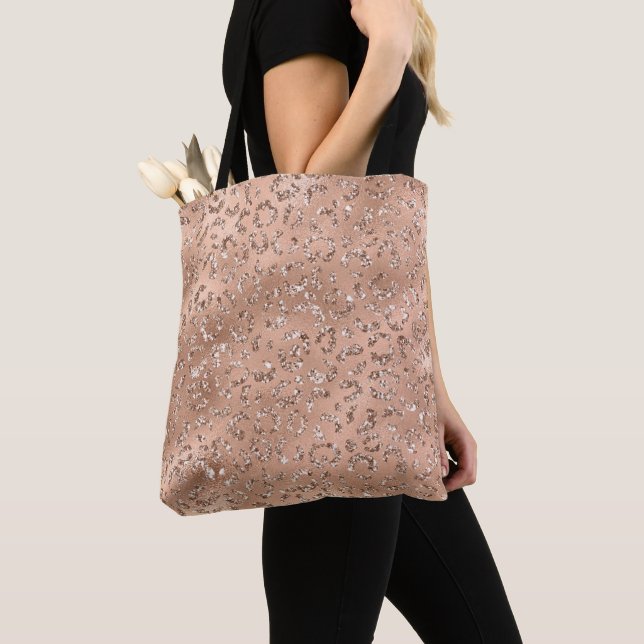 Cute Black Cheetah Leopard Skin Print Pattern Tote Bag (Close Up)