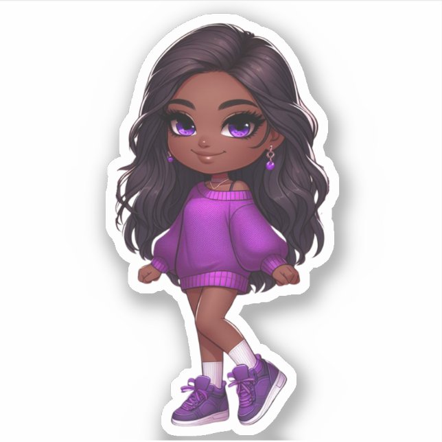 cute black chibi in purple (Front)