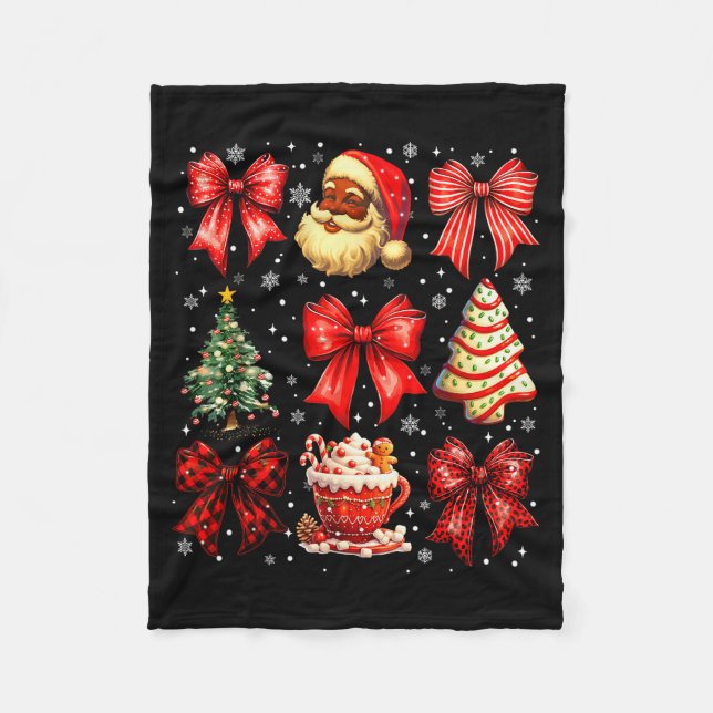 Cute Black Christmas Santa Tree Cake Xmas Women Gi Fleece Blanket (Front)