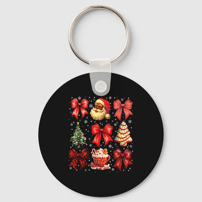 Cute Black Christmas Santa Tree Cake Xmas Women Gi Key Ring (Front)