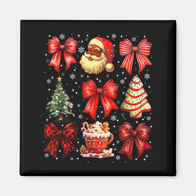 Cute Black Christmas Santa Tree Cake Xmas Women Gi Magnet (Front)