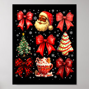 Cute Black Christmas Santa Tree Cake Xmas Women Gi Poster