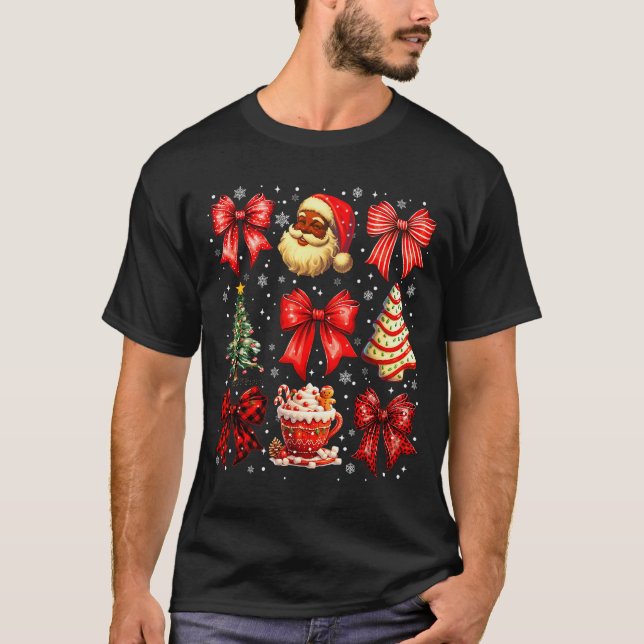 Cute Black Christmas Santa Tree Cake Xmas Women Gi T-Shirt (Front)