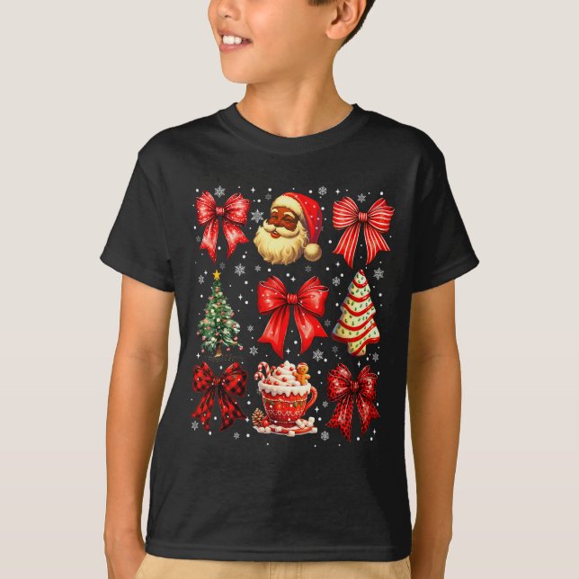 Cute Black Christmas Santa Tree Cake Xmas Women Gi T-Shirt (Front)