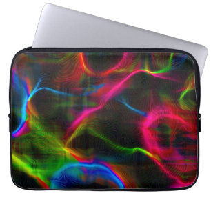 Cute black colourful abstract lines throw pillow laptop sleeve
