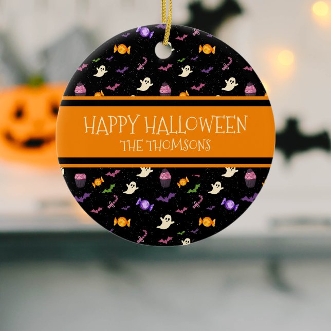 Cute Black Colourful Magical Happy Halloween Ceramic Tree Decoration (Creator Uploaded)