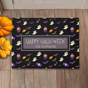 Cute Black Colourful Magical Happy Halloween Doormat