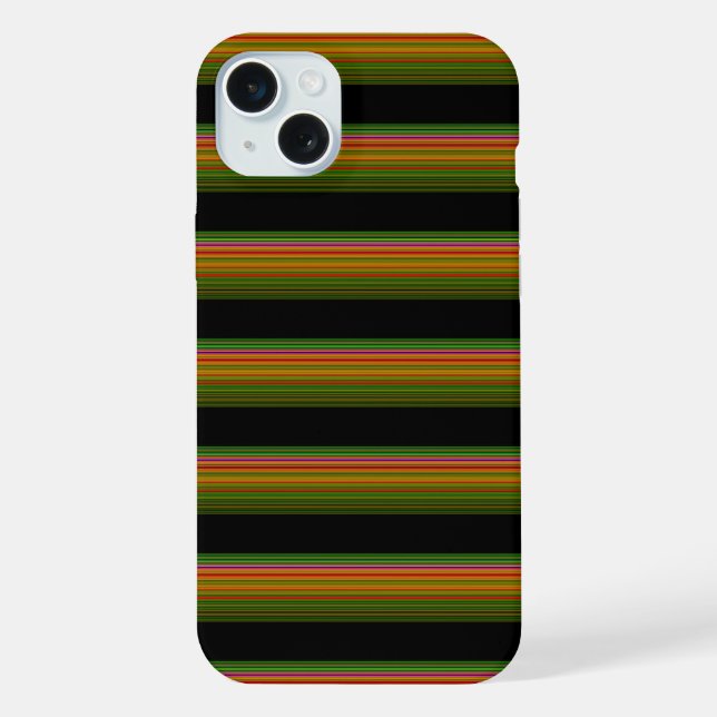 Cute black colourful striped iPhone case (Back)