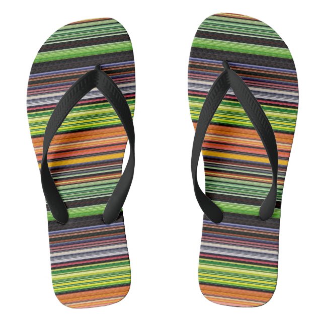 Cute black colourful stripes flip flops (Footbed)
