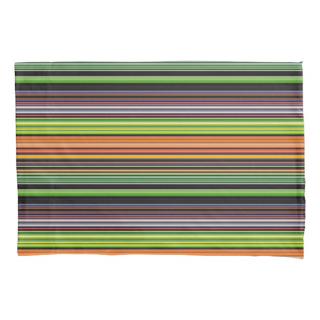 Cute black colourful stripes pillowcase (Front-Left)