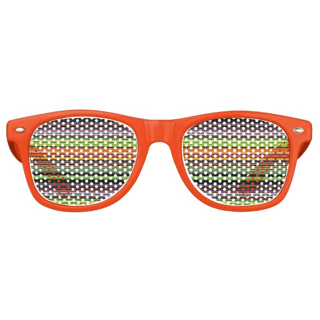 Cute black colourful stripes retro sunglasses (Front)