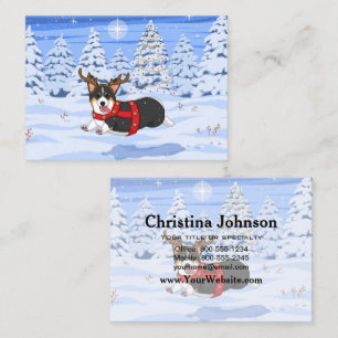 Cute Black Corgi Christmas Reindeer Costume Business Card