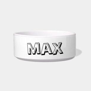 Cute black custom name fun playful text dog cat bowl