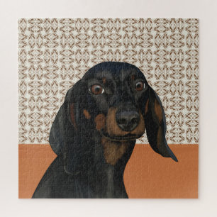 Cute Black Dachshund Dog Portrait  Jigsaw Puzzle