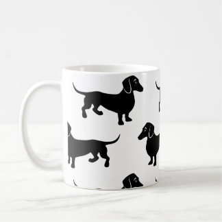 Cute Black Dachshund Pattern Coffee Mug