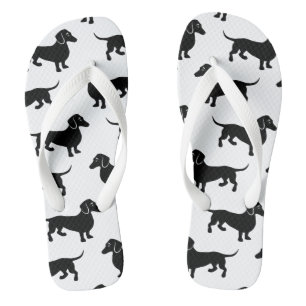 Cute Black Dachshund Pattern Flip Flops