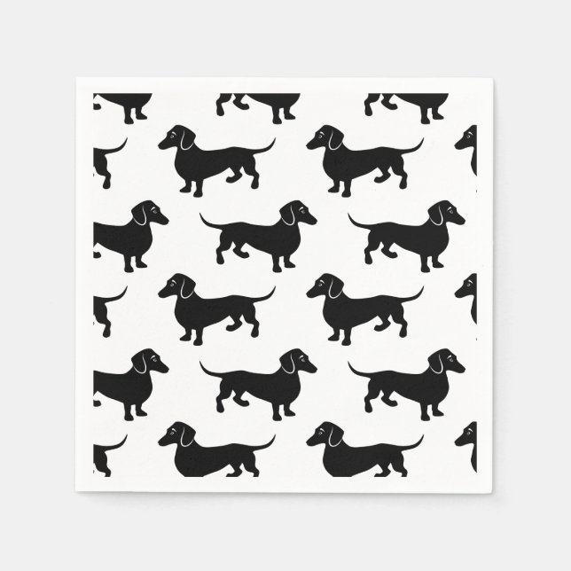 Cute Black Dachshund Pattern Napkin (Front)