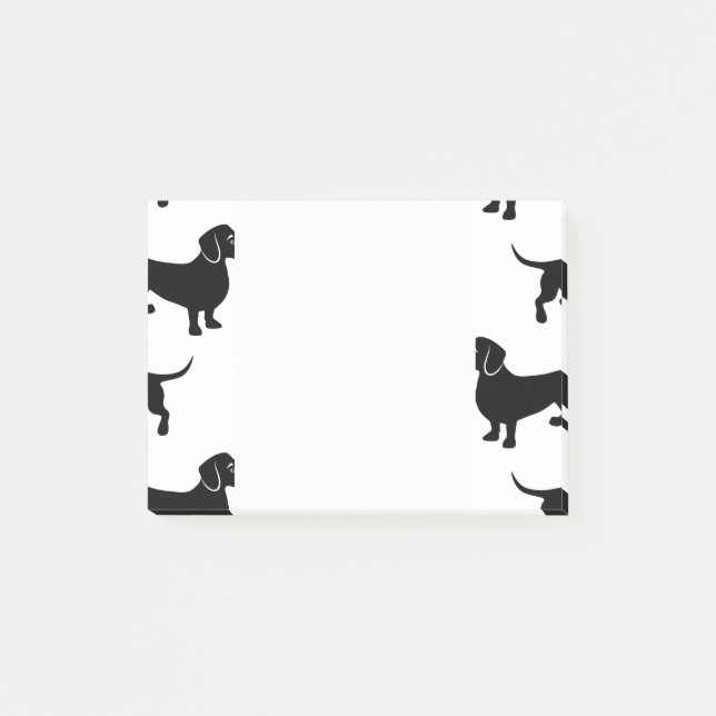 Cute Black Dachshund Pattern Post-it Notes (Front)