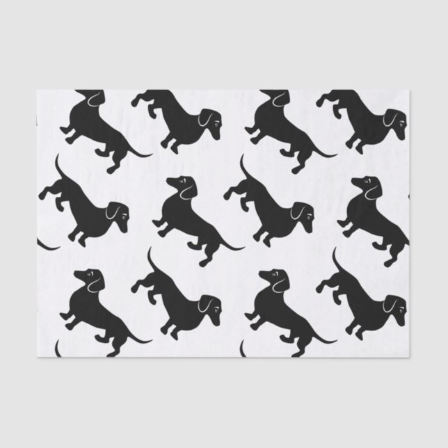 Cute Black Dachshund Pattern Tissue Paper (Front)