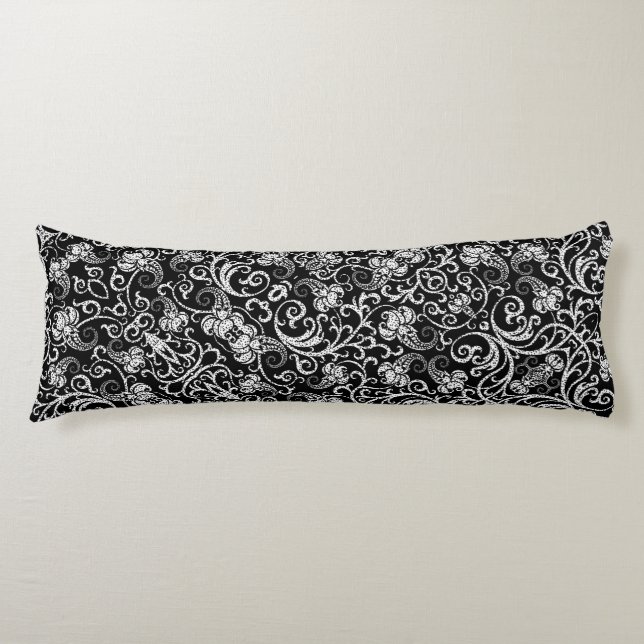 Cute black dalmatian flowers background design body cushion (Front)