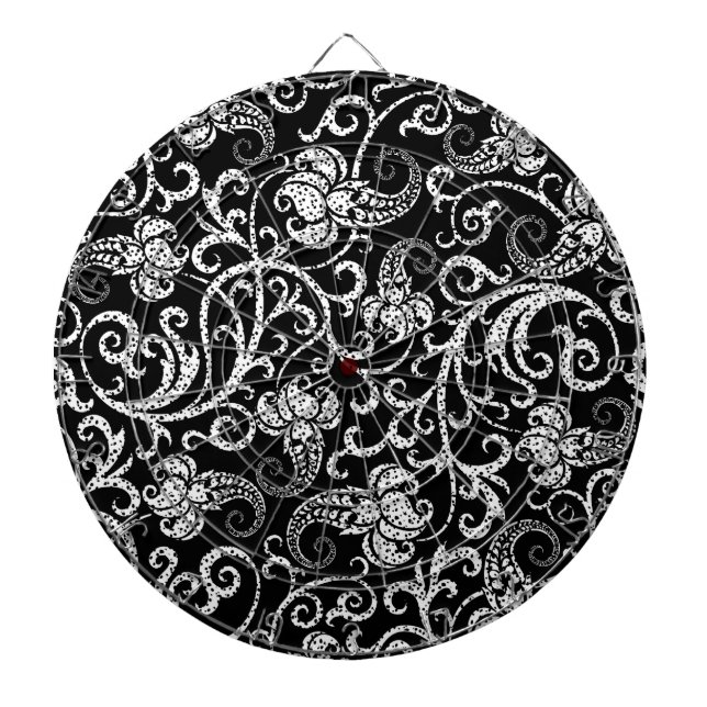 Cute black dalmatian flowers background design dartboard (Front)