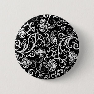 Cute black dalmatian flowers background design lum 6 cm round badge