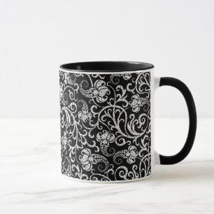 Cute black dalmatian flowers background design mug