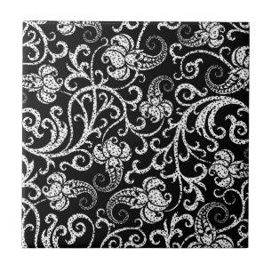 Cute black dalmatian flowers background design tile