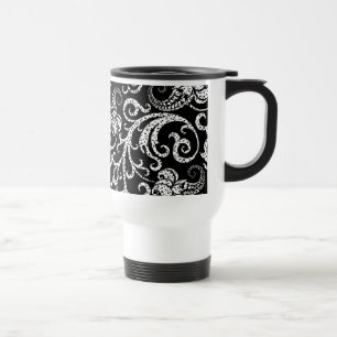 Cute black dalmatian  flowers background design travel mug