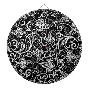 Cute black dalmatian flowers design dartboard