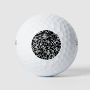 Cute black dalmatian flowers design golf balls